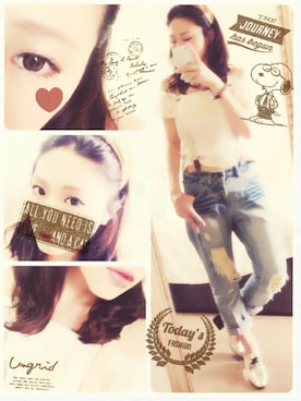 「Ungrid（アングリッド）のアイテム（サスペンダー）」を使った、NYCさん（レディース・157cm）の夏コーディネート