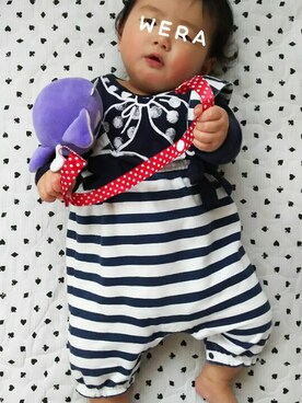 「アイテム（おもちゃ、パープル系）」を使った、さ・とさん（キッズ・70cm）の春コーディネート