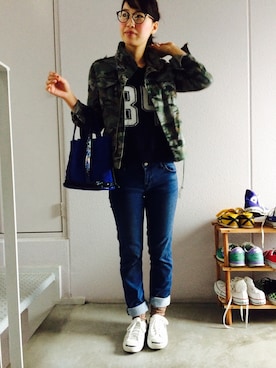 「くつした」｜「アイテム（ブルゾン）」を使った、MiisaKiさん（レディース・155cm）の秋コーディネート