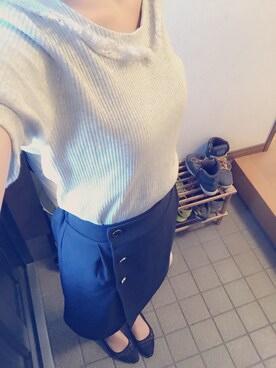 「earth music&ecology（アースミュージックアンドエコロジー）のアイテム（バレエシューズ、ブラック系）」を使った、minさん（レディース・161cm）の夏コーディネート