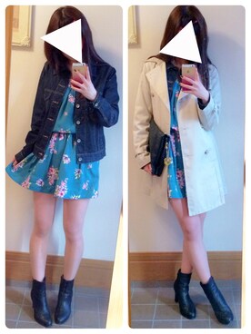 「春ワンピ」｜「アイテム（デニムジャケット）」を使った、あやみん。さん（レディース・160cm）の春コーディネート