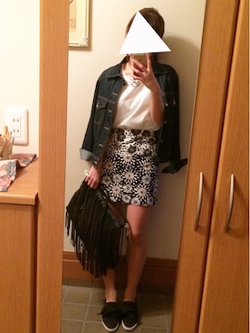「足長効果」｜「アイテム（デニムジャケット）」を使った、あやみん。さん（レディース・160cm）の夏コーディネート
