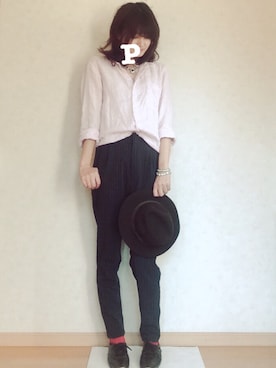 「プレミアムリネンシャツ」｜ぺこりんごさん（レディース・167cm）の秋コーディネート