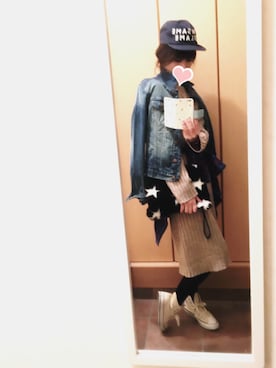 「大晦日」｜「アイテム（デニムジャケット）」を使った、ぺこりんごさん（レディース・167cm）の冬コーディネート