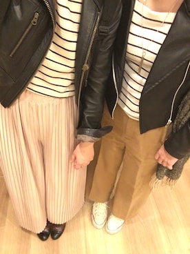 「Chico（チコ）のアイテム（パンツ、ベージュ系）」を使った、あいさん（レディース・153cm）の春コーディネート