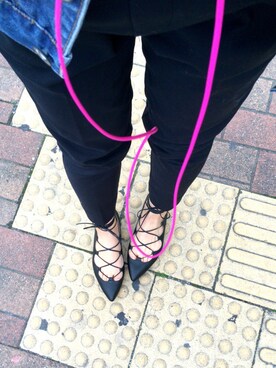 「DIANA（ダイアナ）のアイテム（パンプス、ブラック系）」を使った、あいさん（レディース・153cm）の春コーディネート