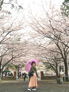 「Heather（ヘザー）のアイテム（ミリタリージャケット）」を使った、あいさん（レディース・153cm）の春コーディネート