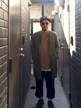 「nonnative（ノンネイティブ）のアイテム（ミリタリージャケット）」を使った、T-9さん（メンズ・164cm）の冬コーディネート