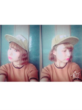 「WEGO（ウィゴー）のアイテム（キャップ、ベージュ系）」を使った、suzyさん（レディース・153cm）の夏コーディネート