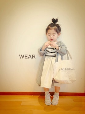 「ボーダーTシャツ」｜CHIIIICOさん（キッズ・80cm）の冬コーディネート