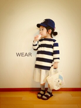 「ボーダーTシャツ」｜CHIIIICOさん（キッズ・80cm）の春コーディネート