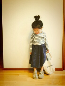 「こども ビームス（コドモビームス）のアイテム（スカート）」を使った、CHIIIICOさん（キッズ・90cm）の秋コーディネート