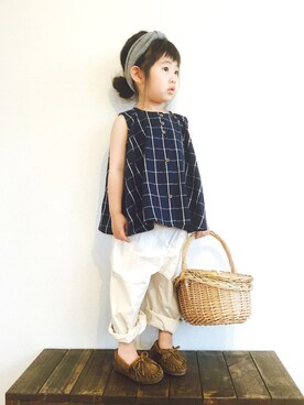 「ドラフトCO」｜「アイテム（サロペット/オーバーオール）」を使った、CHIIIICOさん（キッズ・100cm）の夏コーディネート
