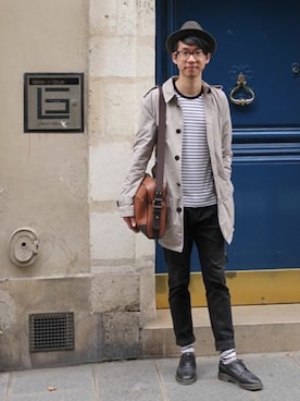 「Ted Baker（テッドベーカー）のアイテム（ショルダーバッグ）」を使った、Nick さん（メンズ・178cm）の夏コーディネート