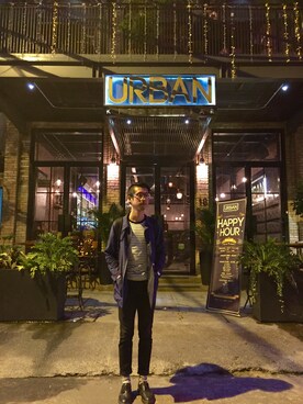 「GLASENSE（グラセンス）のアイテム」を使った、Nick さん（メンズ・178cm）の秋コーディネート