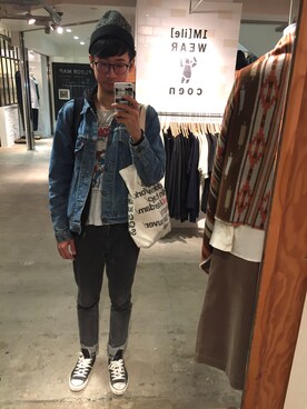 「cheap monday」｜「アイテム（デニムジャケット）」を使った、Nick さん（メンズ・178cm）の秋コーディネート