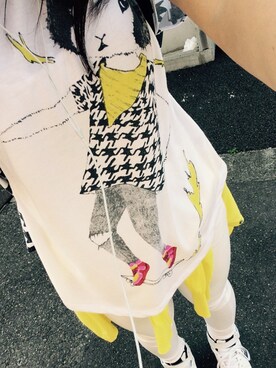 「H&M（エイチ・アンド・エム）のアイテム（その他パンツ、ホワイト系）」を使った、FUTABAさん（レディース・153cm）の秋コーディネート