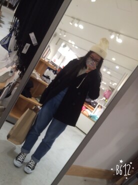 「OLD NAVY（オールドネイビー）のアイテム（ピーコート）」を使った、FUTABAさん（レディース・153cm）の冬コーディネート