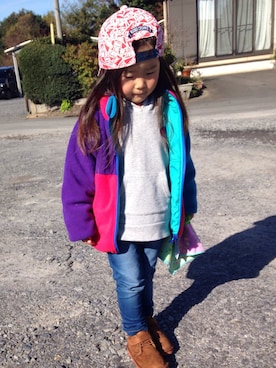 「アイテム（ナイロンジャケット）」を使った、SHU-TAさん（キッズ・110cm）の冬コーディネート