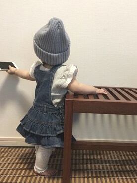 「肩フリル」｜「アイテム（オールインワン・サロペット）」を使った、OSAさん（キッズ・70cm）の春コーディネート