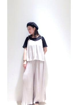 「アイテム（キャミソール、ベージュ系）」を使った、YUURIさん（レディース・157cm）の夏コーディネート