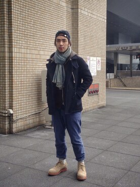 「nonnative（ノンネイティブ）のアイテム（ピーコート）」を使った、Mr.BRAINさん（メンズ・178cm）の春コーディネート