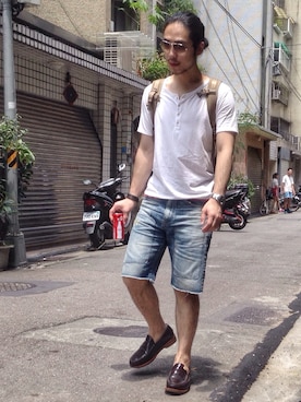 「shorts」｜「アイテム（オールインワン・サロペット）」を使った、Mr.BRAINさん（メンズ・178cm）の夏コーディネート