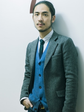 「A.P.C.（アーペーセー）のアイテム（テーラードジャケット）」を使った、Mr.BRAINさん（メンズ・178cm）の冬コーディネート