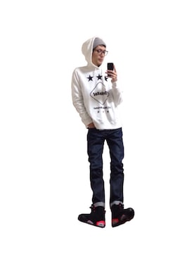 「N.HOOLYWOOD（N.ハリウッド）のアイテム（ニットキャップ/ビーニー）」を使った、KOUJIさん（メンズ・180cm）の冬コーディネート