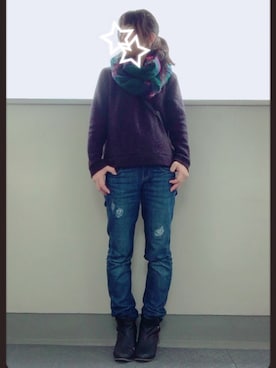 「黒ニット」｜matico:pさん（レディース・159cm）の冬コーディネート