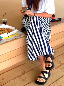 「BLUE BLUE（ブルーブルー）のアイテム（その他）」を使った、N.ayameさん（レディース・164cm）の夏コーディネート