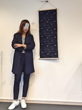 「ハイウエストパンツ」｜「アイテム（チェスターコート）」を使った、I TSU KOさん（レディース・161cm）の秋コーディネート