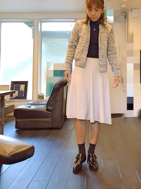 「ドレスシューズ」｜「アイテム（ノーカラージャケット）」を使った、I TSU KOさん（レディース・161cm）の秋コーディネート