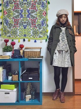 「TOPKAPI（トプカピ）のアイテム（ハンチング/ベレー帽）」を使った、I TSU KOさん（レディース・161cm）の冬コーディネート