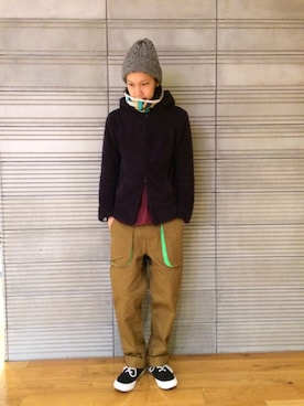 「MANASTASH（マナスタッシュ）のアイテム（スニーカー）」を使った、KENJI KUBOTAさん（メンズ・176cm）の秋コーディネート