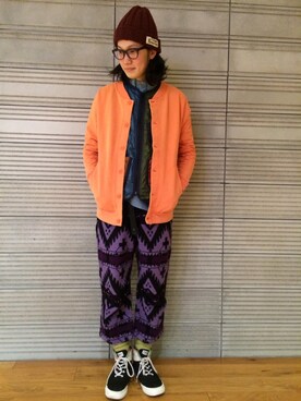 「MANASTASH（マナスタッシュ）のアイテム（スニーカー）」を使った、KENJI KUBOTAさん（メンズ・176cm）の冬コーディネート