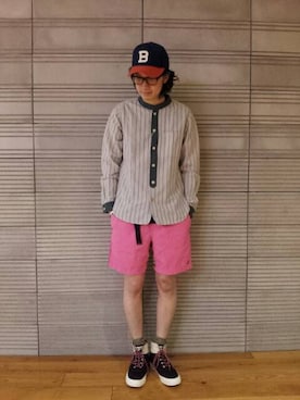 「MANASTASH（マナスタッシュ）のアイテム（スニーカー）」を使った、KENJI KUBOTAさん（メンズ・176cm）の春コーディネート