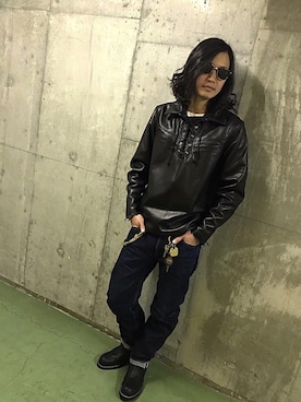 「MADE IN USA（メイドインユーエスエー）のアイテム（ブルゾン）」を使った、KENJI KUBOTAさん（メンズ・176cm）の冬コーディネート