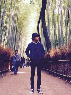 「LOUNGE LIZARD（ラウンジリザード）のアイテム（ブルゾン）」を使った、kazuma さん（メンズ・165cm）の春コーディネート