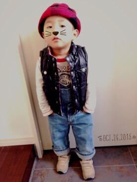 「e.a.B（エーアーベー）のアイテム（トップス）」を使った、Yuka さん（キッズ・90cm）の秋コーディネート