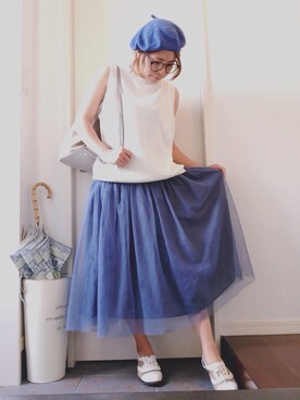 「SEVENDAYS=SUNDAY（セブンデイズサンデイ）のアイテム（ベスト）」を使った、Yuka さん（レディース・154cm）の夏コーディネート