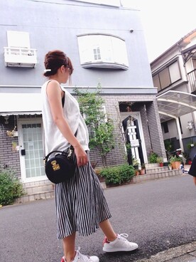 「SEVENDAYS=SUNDAY（セブンデイズサンデイ）のアイテム（ベスト）」を使った、Yuka さん（レディース・154cm）の夏コーディネート