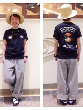 「BEAMS BOY（ビームスボーイ）のTOYO×BEAMS BOY / VIET-NAM T（Tシャツ/カットソー）」を使った、mariさん（レディース・150cm）の春コーディネート