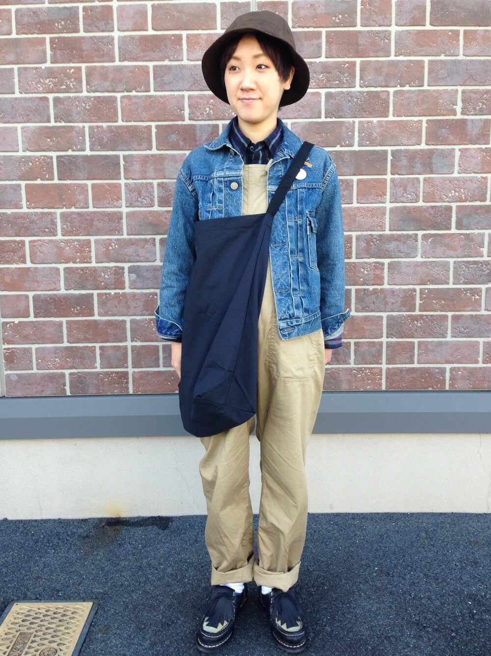 「YAECA、Paraboot、orslow、Scye、ENGINEERED GARMENTS、FWK by Engineered Garments」｜「YAECAのアイテム（ハット、ブラウン系）」を使った、mariさん（レディース・150cm）の冬コーディネートの1枚目の写真