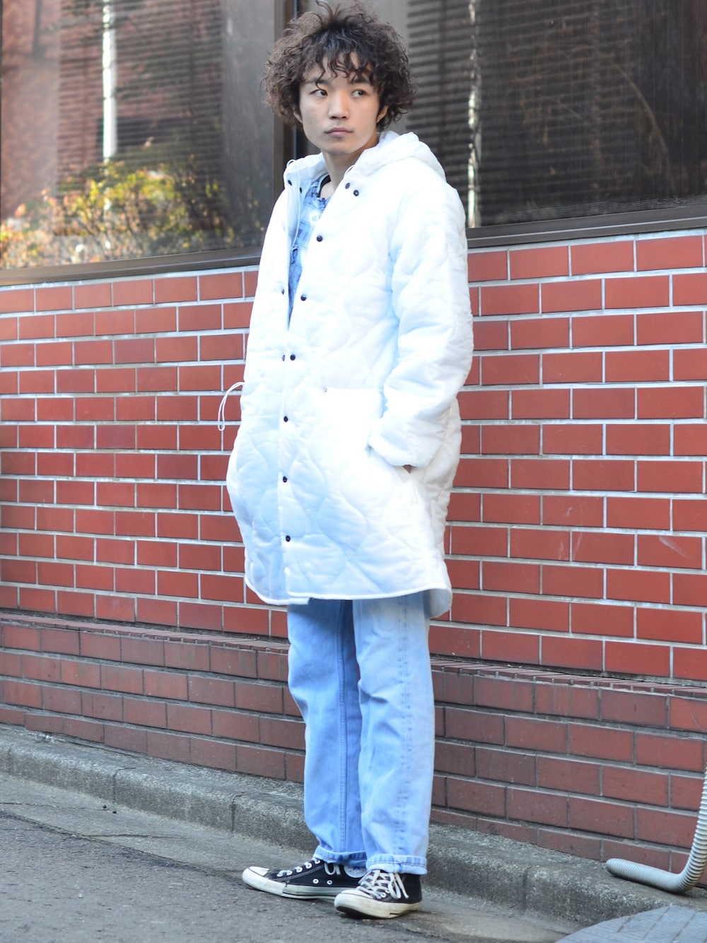 「MILITARYのUS ARMY military liner coat（ダウンジャケット/コート、ホワイト系）」を使った、Utah___MATSUYANさん（メンズ・165cm）の冬コーディネートの1枚目の写真