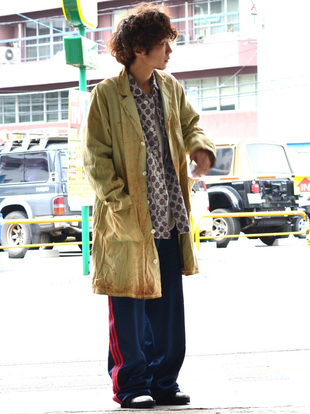 「春、ヴィンテージ、ロング丈、サンダル、utah、古着、used、仙台」｜「VINTAGEの1960s vintage pajama shirt（シャツ/ブラウス、その他）」を使った、Utah___MATSUYANさん（メンズ・165cm）の春コーディネートの1枚目の写真