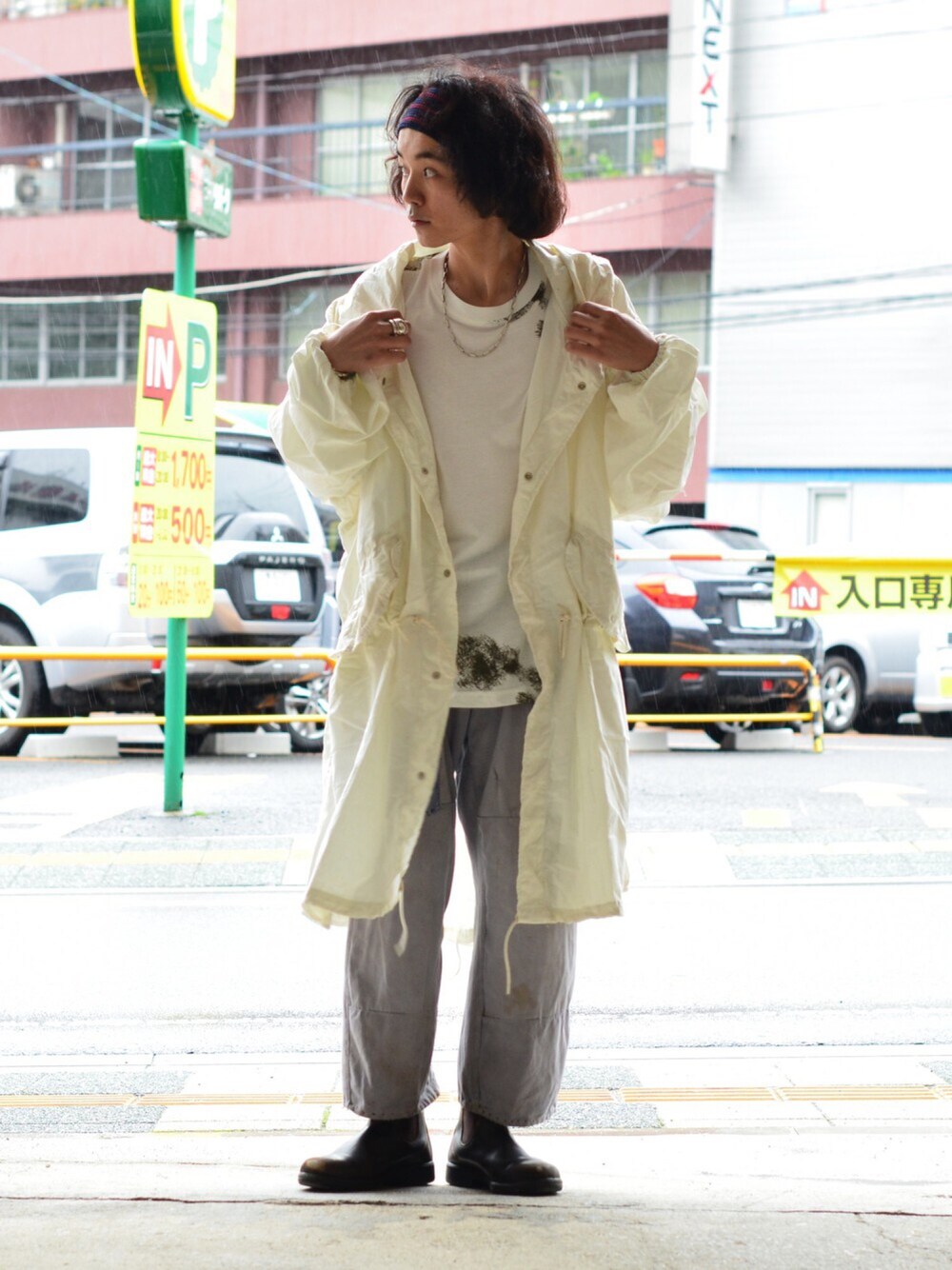 「us army、ミリタリー、VINTAGE、ヴィンテージ、military、ホワイトコーデ、モッズコート」｜「MILITARYのsnow camouflage pants （Tシャツ/カットソー、ホワイト系）」を使った、Utah___MATSUYANさん（メンズ・165cm）の夏コーディネートの1枚目の写真
