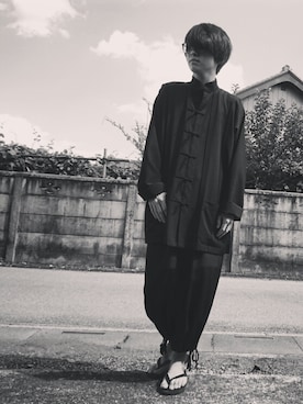 「Yohji Yamamoto POUR HOMME（ヨウジヤマモトプールオム）のアイテム（ノーカラージャケット）」を使った、o.k.さん（メンズ・168cm）の夏コーディネート
