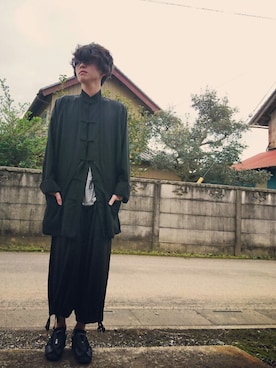 「Yohji Yamamoto POUR HOMME（ヨウジヤマモトプールオム）のアイテム（ノーカラージャケット）」を使った、o.k.さん（メンズ・168cm）の秋コーディネート