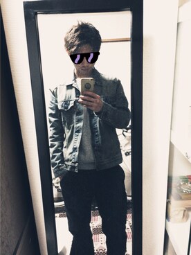 「EDWIN」｜「アイテム（スラックス）」を使った、スキッパすきちゃんさん（メンズ・174cm）の春コーディネート